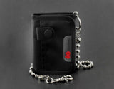 Biker Punk Canvas Trifold Wallet with Chain