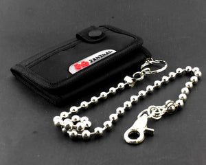 Biker Punk Canvas Trifold Wallet with Chain