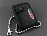 Biker Punk Canvas Trifold Wallet with Chain