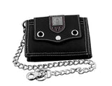 Men Boys Biker Canvas Trifold Wallet Purse with Chain