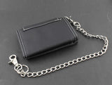 Biker Studded Canvas Trifold Wallet with Chain