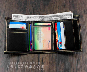 Men Boys Trifold Star Canvas Wallet Coins Purse With Chain