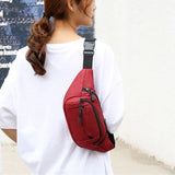Large Capacity Canvas Waist Bag Soft Sports Pouch with Zipper