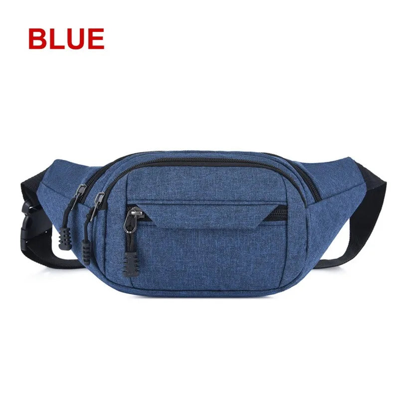 Large Capacity Canvas Waist Bag Soft Sports Pouch with Zipper