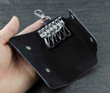 Men's Leather Wallet Key Rings Holder Chain Wallet Case