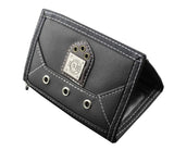 Mens Teen Steel Biker Style Canvas Trifold Leather Wallet Purse With Chain