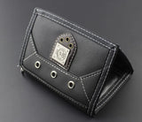 Mens Teen Canvas Trifold Leather Wallet with Chain