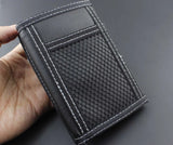 Mens Teen Canvas Trifold Leather Wallet with Chain