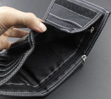 Mens Teen Canvas Trifold Leather Wallet with Chain