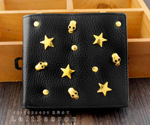 High Punk Skull Star Leather Wallet