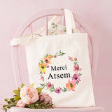 Atsem Handbag Shoulder Tote Eco Flower Print School Book Storage Pouch