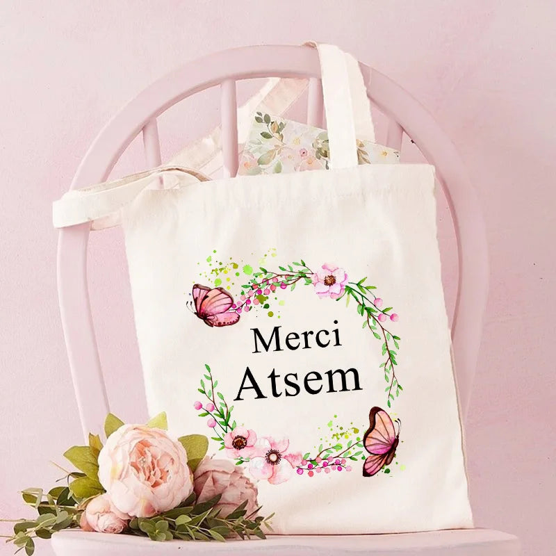 Atsem Handbag Shoulder Tote Eco Flower Print School Book Storage Pouch