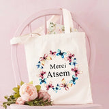 Atsem Handbag Shoulder Tote Eco Flower Print School Book Storage Pouch