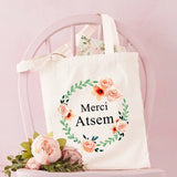 Atsem Handbag Shoulder Tote Eco Flower Print School Book Storage Pouch