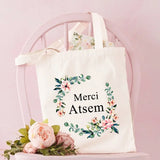 Atsem Handbag Shoulder Tote Eco Flower Print School Book Storage Pouch