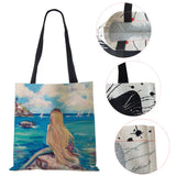 Mermaid Cartoon Shoulder Bag Scenery Women Reusable Canvas Tote Bag Harajuku