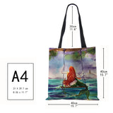 Mermaid Cartoon Shoulder Bag Scenery Women Reusable Canvas Tote Bag Harajuku