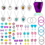 Mermaid Princess Jewelry 62Pcs Pretend Play Set Halloween Birthday Party Gift