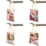 Christmas Women Shopping Bag Santa Claus Snowman Foldable Reusable Canva