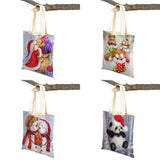 Christmas Women Shopping Bag Santa Claus Snowman Foldable Reusable Canva