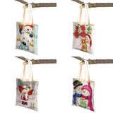 Christmas Women Shopping Bag Santa Claus Snowman Foldable Reusable Canva