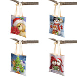 Christmas Women Shopping Bag Santa Claus Snowman Foldable Reusable Canva