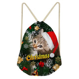Christmas Women Backpack Mini Drawstring Bags, Girls Gift Rucksack
