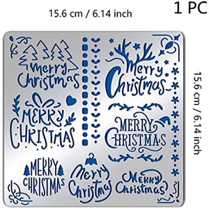 6" Christmas Tree Antlers Snowflake Stencil for Drawings & Engraving