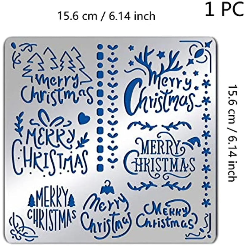 6" Christmas Tree Antlers Snowflake Stencil for Drawings & Engraving