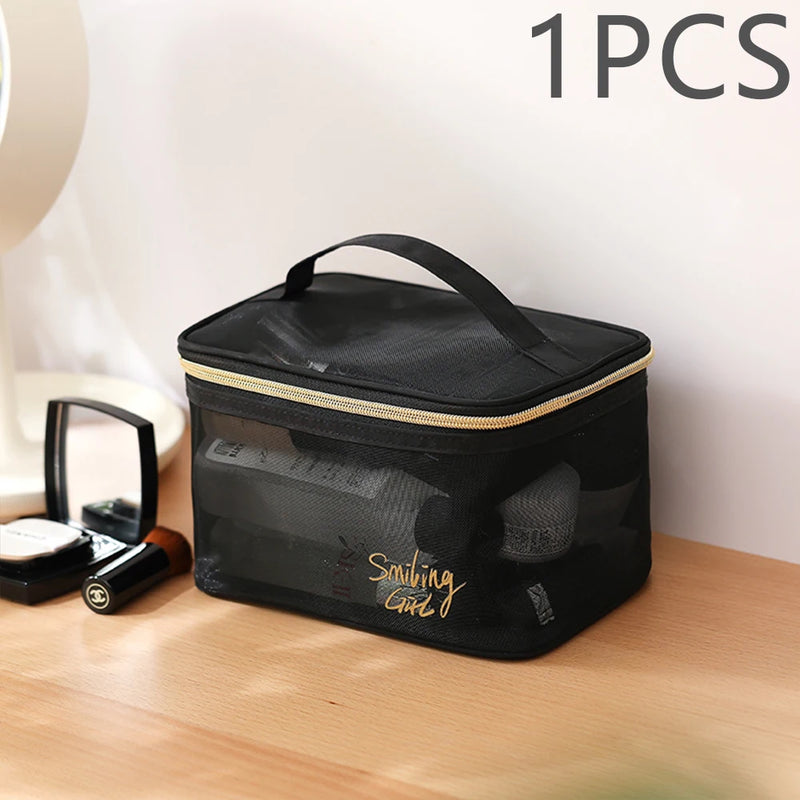 Mesh Cosmetic Bag Makeup Bags Travel Zipper Pouches Home Office Accessories