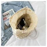 Mesh Hollow Straw Handbags for Women Beach Basket Bags