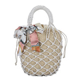 Mesh Hollow Straw Handbags for Women Beach Basket Bags
