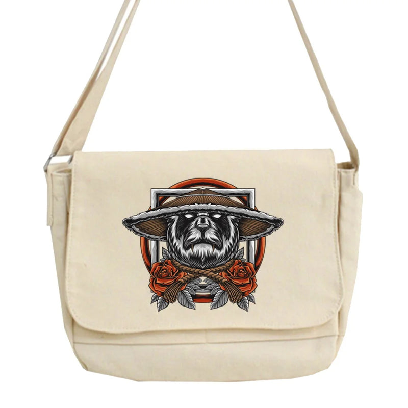 Samurai Pattern Messenger Bag Lazy Style Portable Student Bag