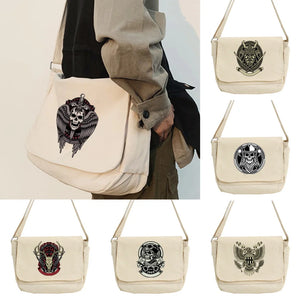 Japanese Tooling Messenger Bag Skull Pattern Student Style