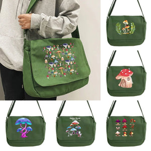 Japanese Retro Mushroom Pattern Messenger Bag