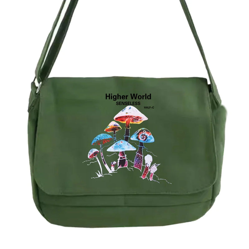 Japanese Retro Mushroom Pattern Messenger Bag