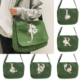 Pink Flower Pattern Messenger Bag Student Harajuku Portable Retro One-shoulder B