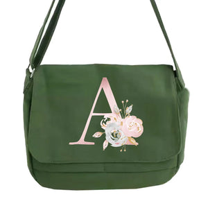 Pink Flower Pattern Messenger Bag Student Harajuku Portable Retro One-shoulder B