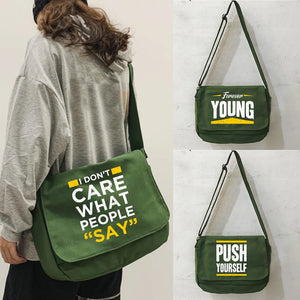 Retro Yuansu Messenger Bag with Phrase Pattern