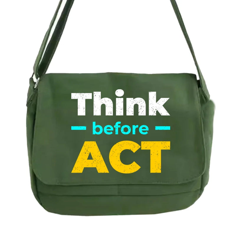 Retro Yuansu Messenger Bag with Phrase Pattern