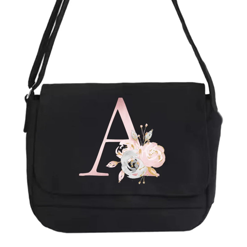 Fashionable Pink Flower Pattern Messenger Bag