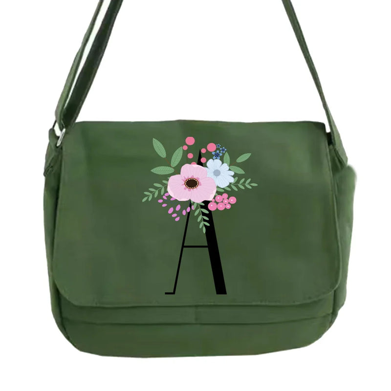 Female Leisure Messenger Bag Large Capacity Portable Floral Pattern Shoulder Bag