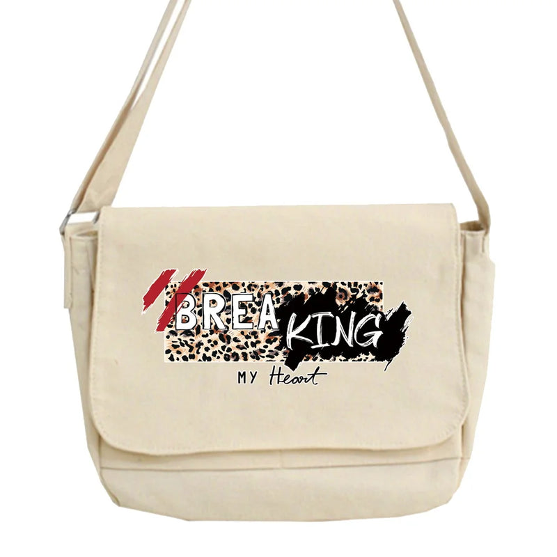 Leopard Pattern Messenger Bag College Style Portable One-shoulder Bag