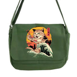 Golden Japan Cat Pattern Messenger Bag - Versatile Multi-function Student Bag