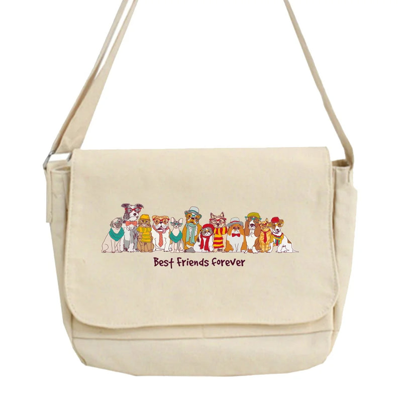 Japanese Dog Pattern Messenger Bag Harajuku College Style