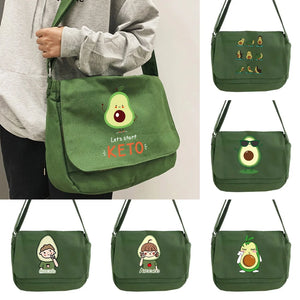 Japanese Avocado Pattern Messenger Bag, Multi-function, Boys and Girls In Class