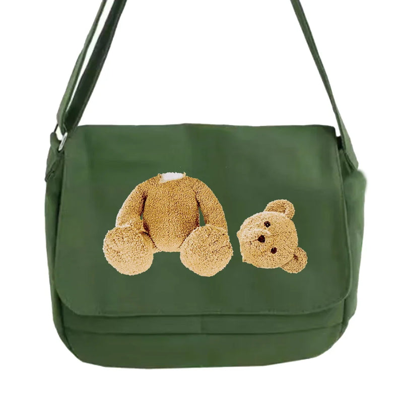 Japanese Bear Pattern Messenger Bag for College Students