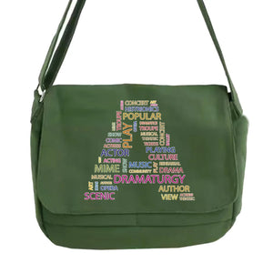 Japanese Text Pattern Messenger Bag Student Style