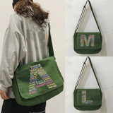 Japanese Text Pattern Messenger Bag Student Style
