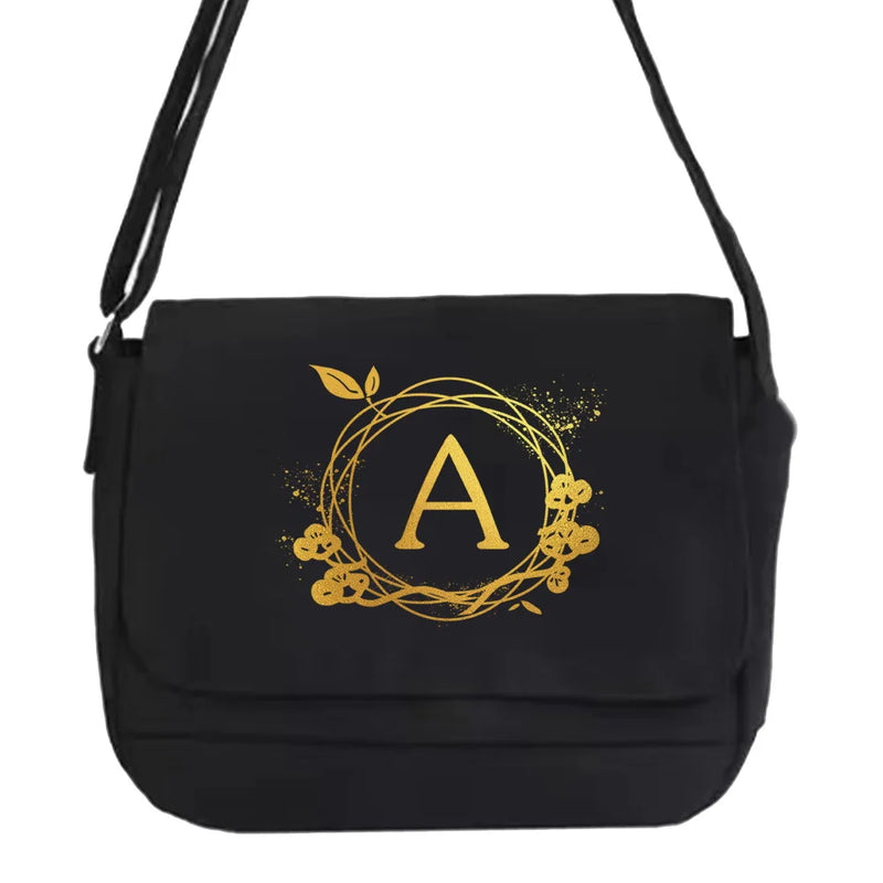 Japanese Harajuku Style Messenger Bag with Wreath Pattern